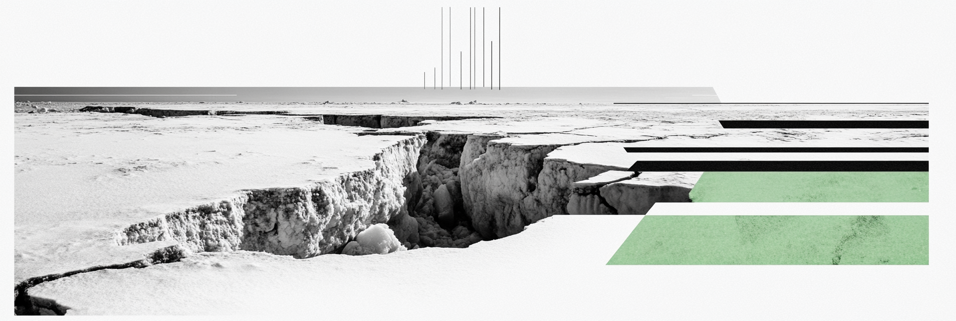 Visual zur Klimaschaffung für den Wandel: Eislandschaft mit Riss als Metapher für Transformation